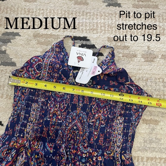 ANGIE Halter Top Boho Hippie Mini Dress - Picture 6 of 6